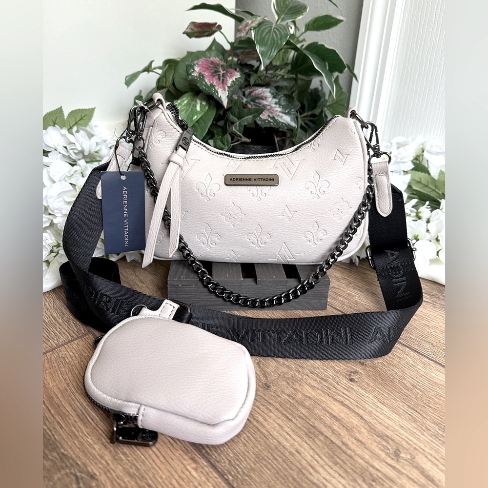 Adrienne Vittadini VL Taupe Downtown Diva Guitar Strap Hobo Crossbody - NWT